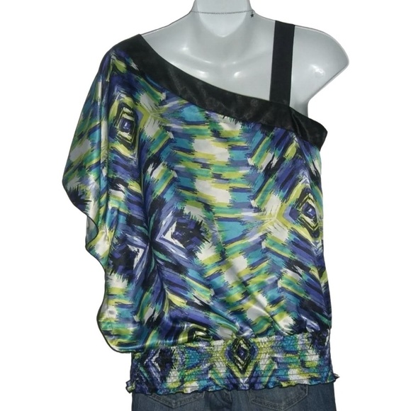 Vintage 90's Alyx Blouse One Shoulder Kimono Sleeve Club y2k Coquette ALT egirl - Picture 5 of 9